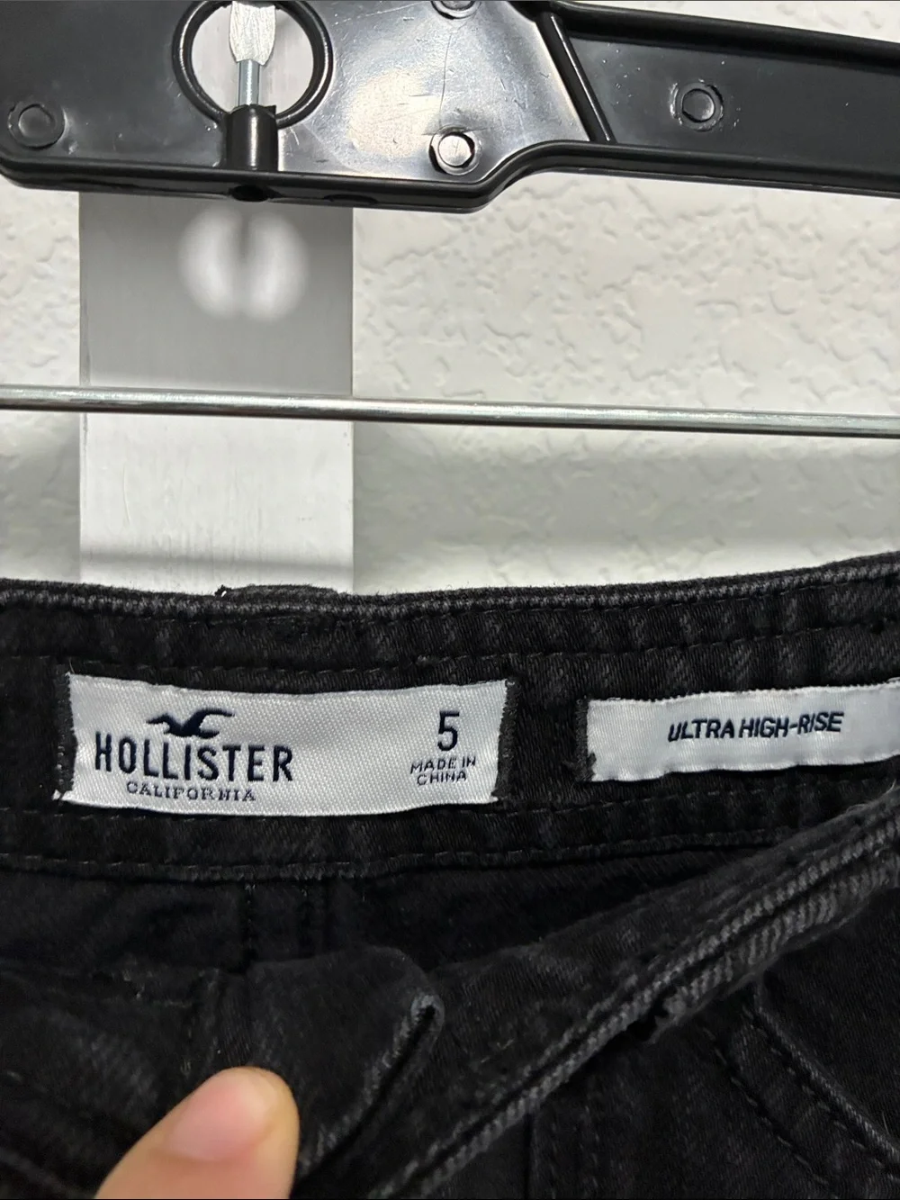 Hollister Ultra High Rise Black Button-Front Denim Mini Skirt